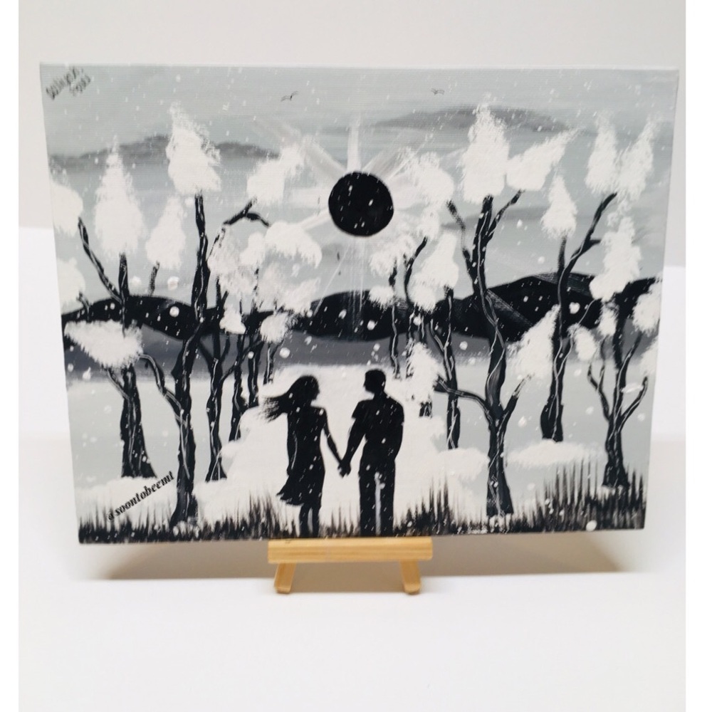 8x10 Acrylic Painting By Me- Side By Side🖤